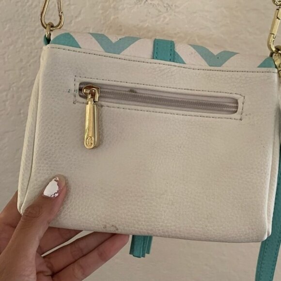 Charming Charlie Turquoise Striped Crossbody Purse - Picture 3 of 10